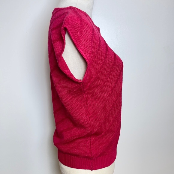 Vintage Sweaters USA Textured Ribbed Red Sweater Top Size Small Pullover - Picture 2 of 10